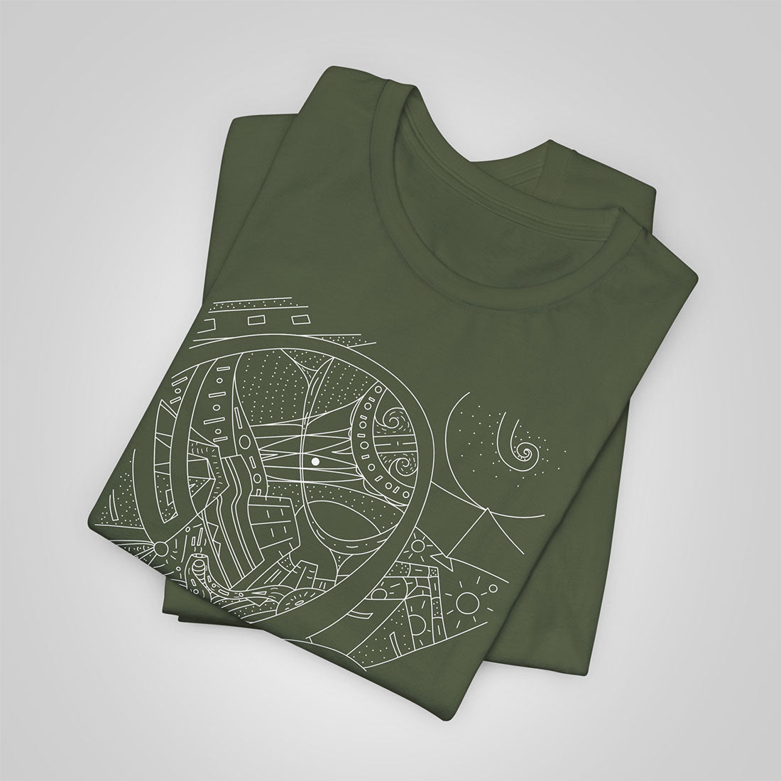 urban flow artistic t-shirt military green folded