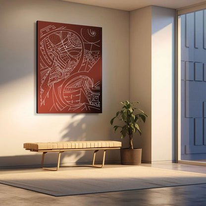 urban theme artwork on canvas in interior