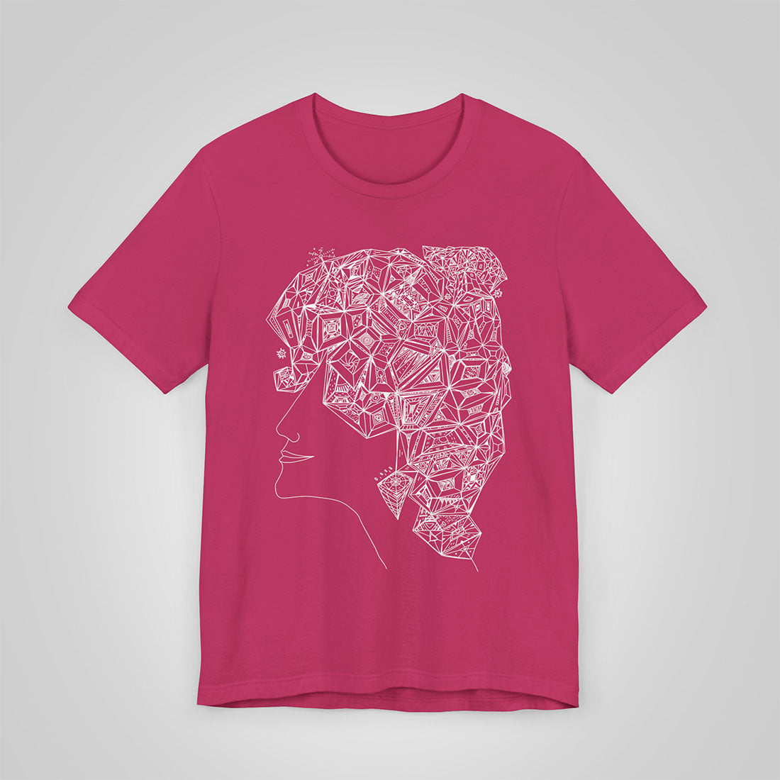 woman's profile artistic t-shirt berry color