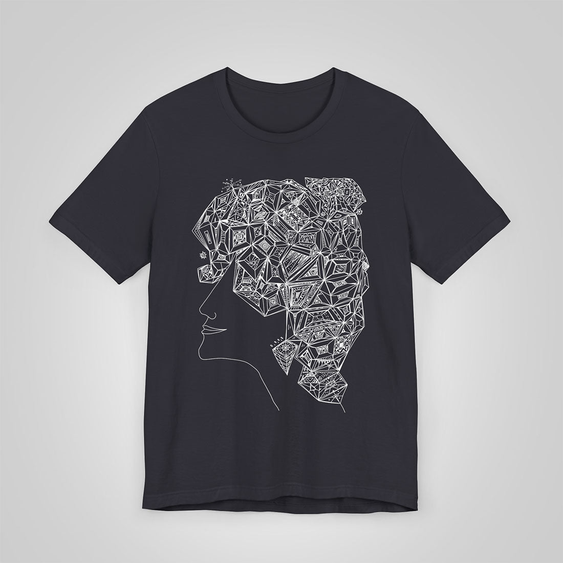 woman's profile artistic t-shirt dark gray