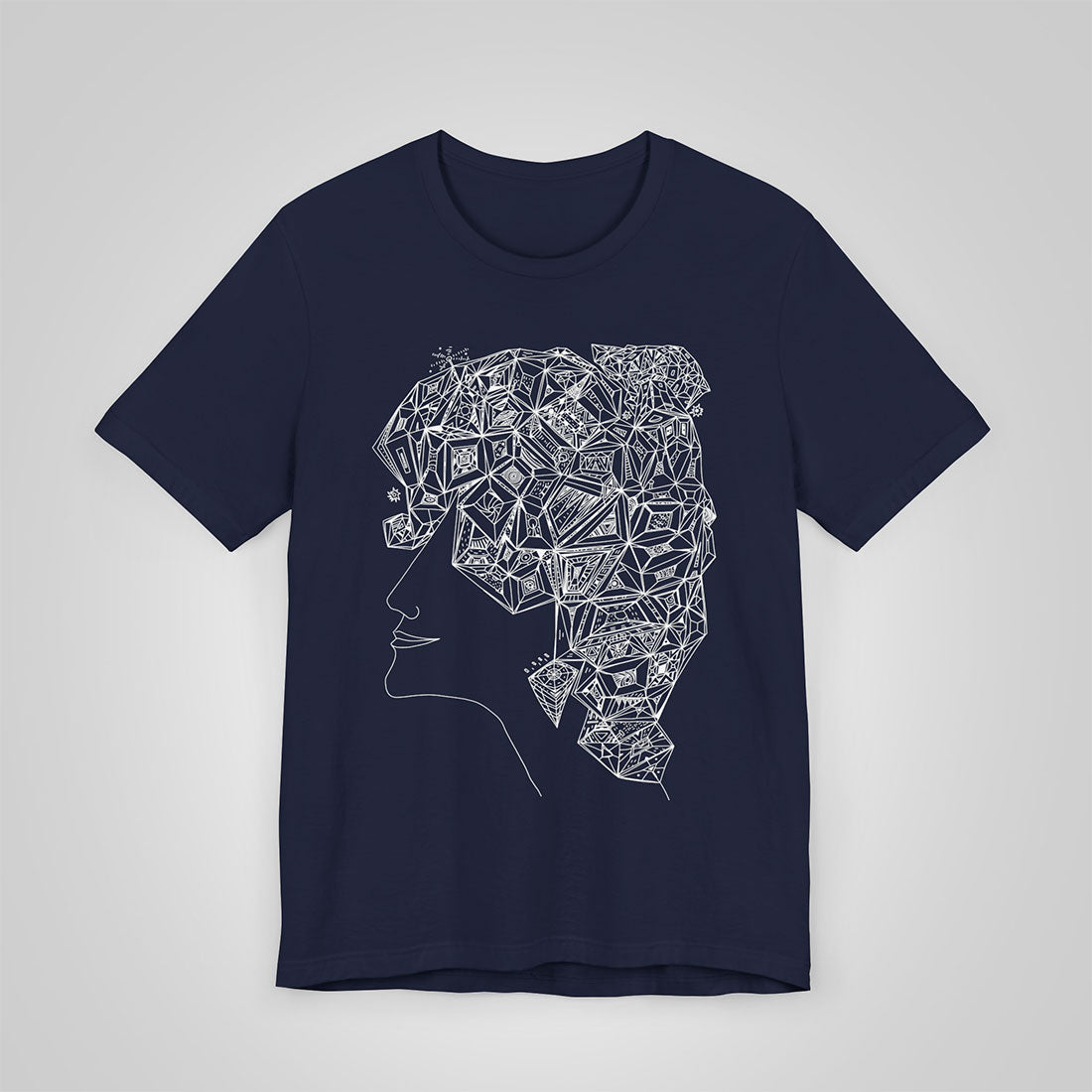 woman's profile artistic t-shirt navy