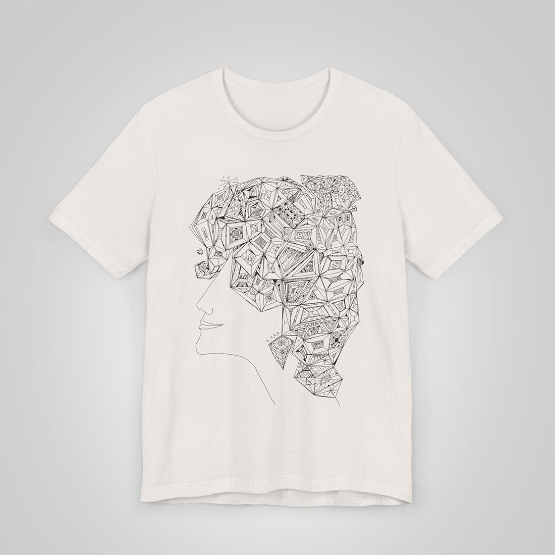 woman's profile artistic t-shirt vintage white