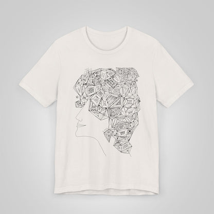 woman's profile artistic t-shirt vintage white